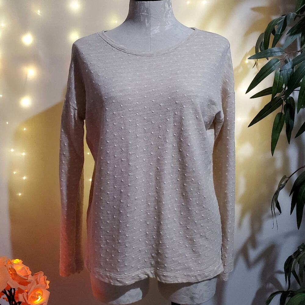 Lou & Grey LOFT Swiss Dot Slub Textured Cream Boatneck Sweater Women's Size S